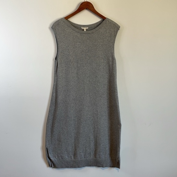 Cashmere Sweater Dress Eileen Fisher SM Grey Tunic Mid Minimalist Contemporary - Picture 3 of 14